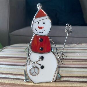 Glass Snowman Votive Holder